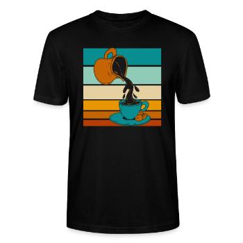 Coffee Cafe - Stanley/Stella CRAFTER Unisex Organic T-Shirt - black - Front - Alina (178cm) & Michal (187cm)