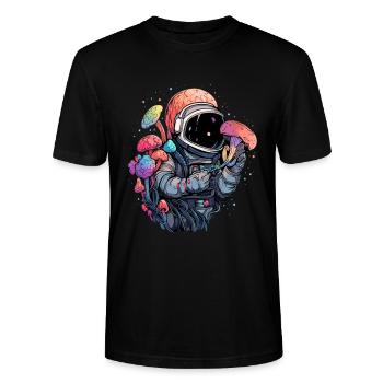 Festival d’été Psychédélique Rave Astronaute EDM DJ - T-shirt bio CRAFTER Stanley Stella Unisexe - noir - Devant - Alina (178cm) & Michal (187cm)