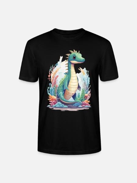 Cute Underwater Dinosaur Cartoon Design - Stanley/Stella CRAFTER Unisex Organic T-Shirt - black