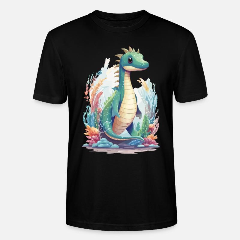 Conception de dessin animé de dinosaure sous-marin mignon - T-shirt bio CRAFTER Stanley Stella Unisexe - noir