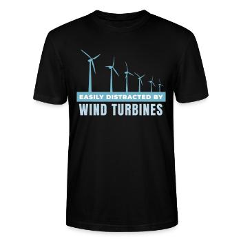 Easily Distracted by Wind Turbines - Stanley/Stella Unisex Bio-T-Shirt CRAFTER - Schwarz - Vorne - Alina (178cm) & Michal (187cm)