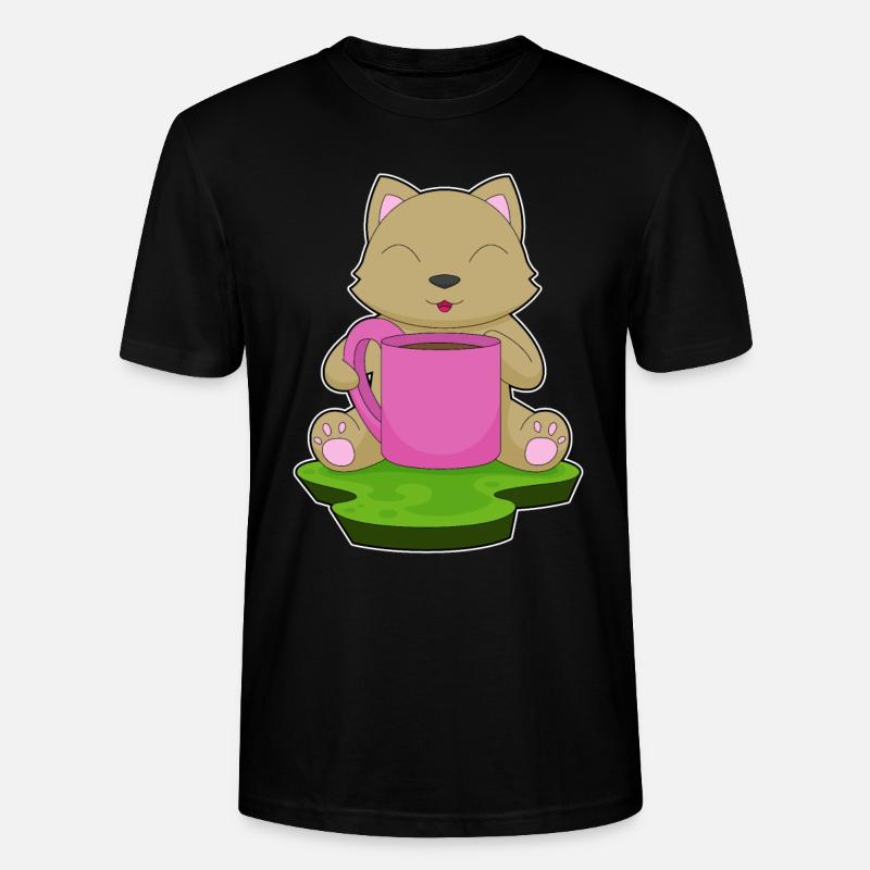 Katze Kaffee Becher - Stanley/Stella Unisex Bio-T-Shirt CRAFTER - Schwarz