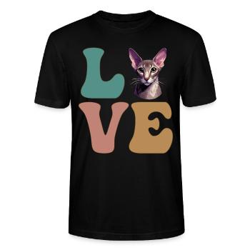 Oriental Shorthair Cat - Stanley/Stella CRAFTER Unisex Organic T-Shirt - black - Front - Alina (178cm) & Michal (187cm)