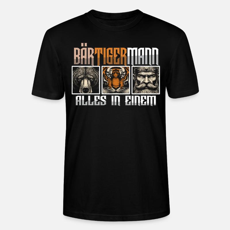 Bärtigermann Bär Tiger Mann Geschenk Bart Sprüche - Stanley/Stella Unisex Bio-T-Shirt CRAFTER - Schwarz