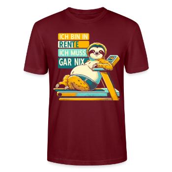 Rentner Geschenk Ruhestand Lustig Sport - Stanley/Stella Unisex Bio-T-Shirt CRAFTER - Burgunderrot - Vorne - Alina (178cm) & Michal (187cm)