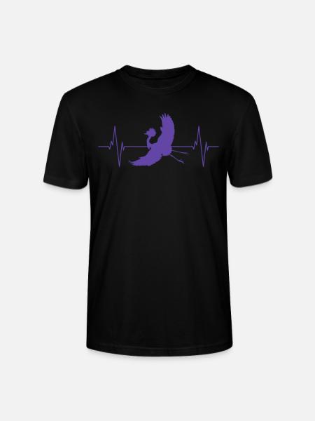 Crane Silhouette Heartbeat Bird Lover - Stanley/Stella CRAFTER Unisex Organic T-Shirt - black