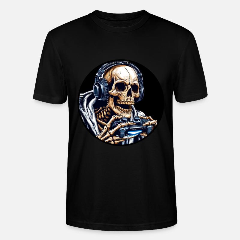 Skelett mit Gamecontroller und Kopfhörern - Stanley/Stella Unisex Bio-T-Shirt CRAFTER - Schwarz