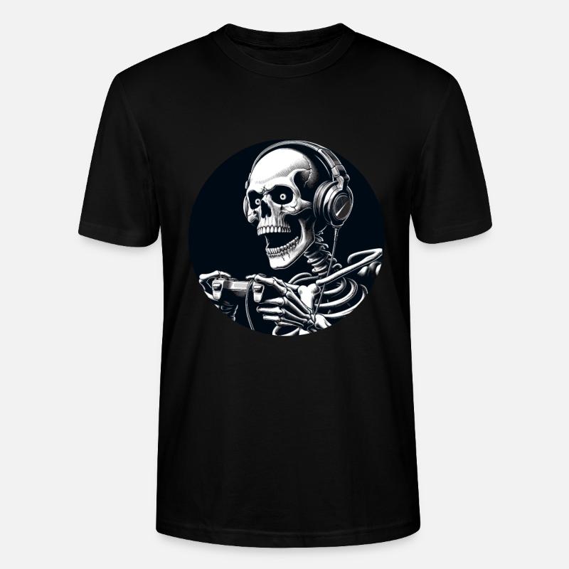 Skelett mit Gamecontroller und Kopfhörern - Stanley/Stella Unisex Bio-T-Shirt CRAFTER - Schwarz