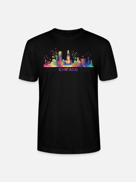Chicagoan Aquarell Skyline Chicago - Stanley/Stella Unisex Bio-T-Shirt CRAFTER - Schwarz