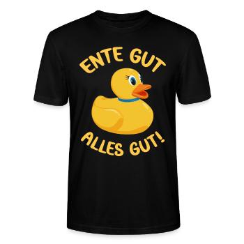 Ente gut alles gut lustige Enten Sprüche - Stanley/Stella Unisex Bio-T-Shirt CRAFTER - Schwarz - Vorne - Alina (178cm) & Michal (187cm)