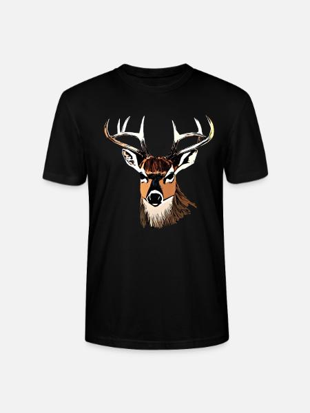 Rothirsch Geweih mit Hirschgeweih - Stanley/Stella Unisex Bio-T-Shirt CRAFTER - Schwarz