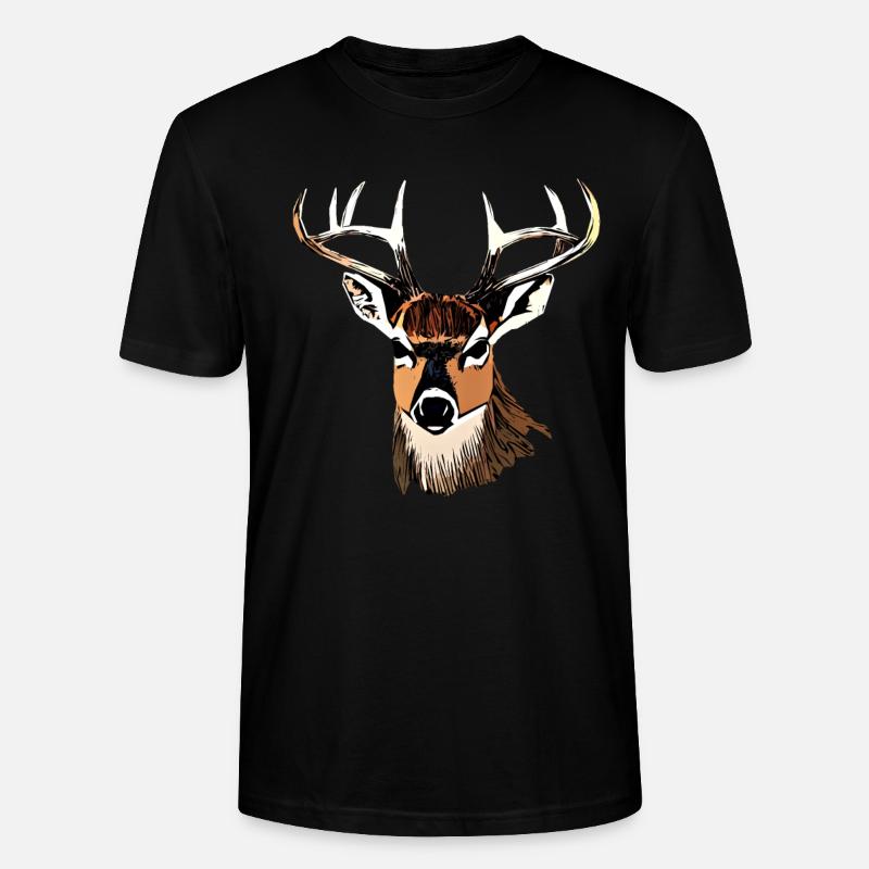 Rothirsch Geweih mit Hirschgeweih - Stanley/Stella Unisex Bio-T-Shirt CRAFTER - Schwarz