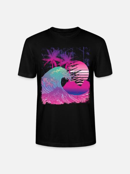 Japonia Vintage Vaporwave Wielka Fala - Ekologiczna koszulka typu unisex Stanley/Stella CRAFTER - czarny