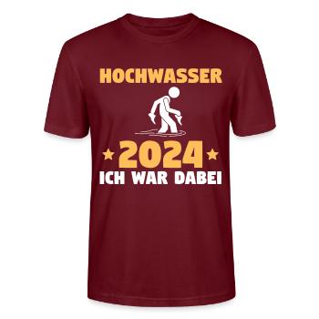 Hochwasser 2024 Ich War Dabei - Stanley/Stella Unisex Bio-T-Shirt CRAFTER - Burgunderrot - Vorne - Alina (178cm) & Michal (187cm)