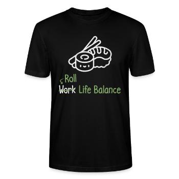 Roll Work Life Balance - Sushi Lover - Stanley/Stella Unisex Bio-T-Shirt CRAFTER - Schwarz - Vorne - Alina (178cm) & Michal (187cm)