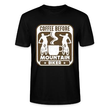 Mountain Biker Coffee Before Biker Coffee Lover - Stanley/Stella Unisex Bio-T-Shirt CRAFTER - Schwarz - Vorne - Alina (178cm) & Michal (187cm)