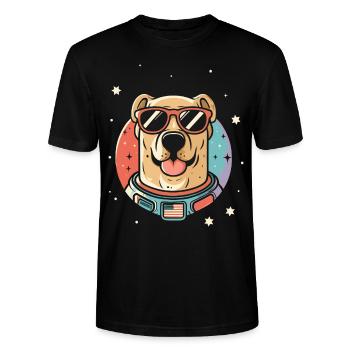 Retro Space Labrador Shirt Farbenfrohes Kunstwerk - Stanley/Stella Unisex Bio-T-Shirt CRAFTER - Schwarz - Vorne - Alina (178cm) & Michal (187cm)