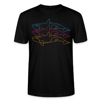 Trio Orca's Art Line Closeness to Nature - Stanley/Stella CRAFTER Unisex Organic T-Shirt - black - Front - Alina (178cm) & Michal (187cm)