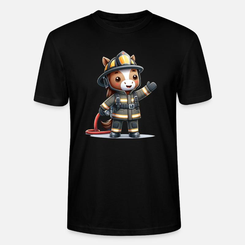 Cute Horse Firefighter - Stanley/Stella Unisex Bio-T-Shirt CRAFTER - Schwarz
