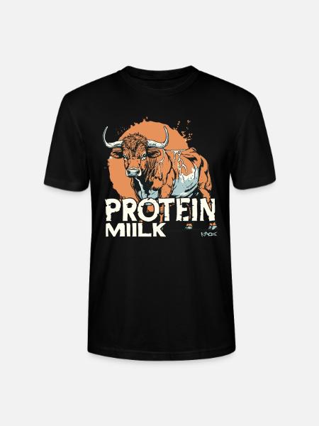 Tegneserieko med teksten: Proteinmælk - Stanley Stella CRAFTER unisex økologisk-T-shirt - sort