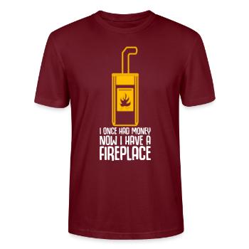 Firewood Stove Oven Fireplace - Stanley/Stella CRAFTER Unisex Organic T-Shirt - burgundy - Front - Alina (178cm) & Michal (187cm)