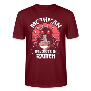 Mothman croit aux ramen - T-shirt bio CRAFTER Stanley Stella Unisexe - bordeaux - Devant - Alina (178cm) & Michal (187cm)