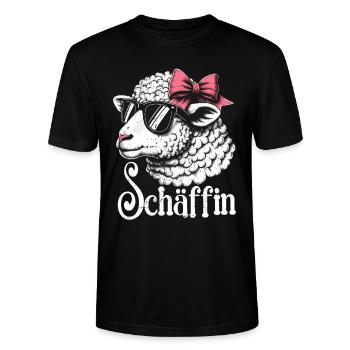 Chef Chefin Schaf Geschenk Schäfin Spruch - Stanley/Stella Unisex Bio-T-Shirt CRAFTER - Schwarz - Vorne - Alina (178cm) & Michal (187cm)