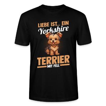 Hund Yorkshire Terrier - Stanley/Stella Unisex Bio-T-Shirt CRAFTER - Schwarz - Vorne - Alina (178cm) & Michal (187cm)