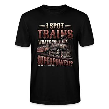 Trainspotting Train Lovers Trains - Stanley/Stella CRAFTER Unisex Organic T-Shirt - black - Front - Alina (178cm) & Michal (187cm)