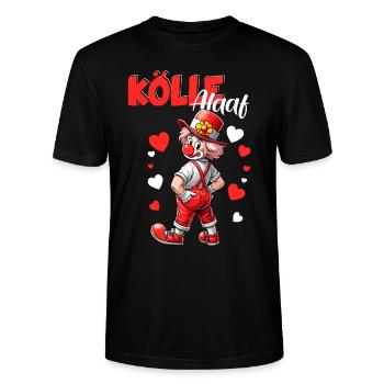 Köln Kölle Alaaf Karneval Clown Rut Wiess Kostüm - Stanley/Stella Unisex Bio-T-Shirt CRAFTER - Schwarz - Vorne - Alina (178cm) & Michal (187cm)