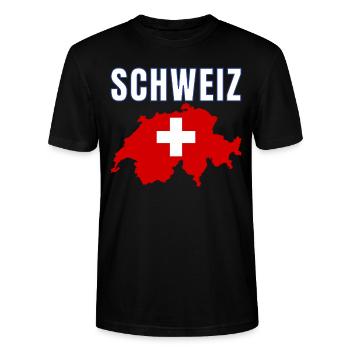Switzerland 2024 jersey - Swiss flag Switzerland - Stanley/Stella CRAFTER Unisex Organic T-Shirt - black - Front - Alina (178cm) & Michal (187cm)