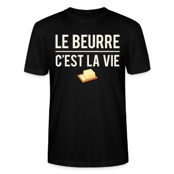 Le beurre c'est la vie se beurrer humour - T-shirt bio CRAFTER Stanley Stella Unisexe - noir - Devant - Alina (178cm) & Michal (187cm)