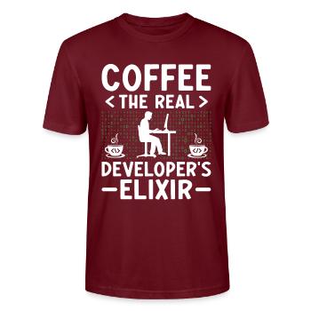 Coffee Coding Programmer Coder Developer Nerd Coff - Stanley/Stella CRAFTER Unisex Organic T-Shirt - burgundy - Front - Alina (178cm) & Michal (187cm)