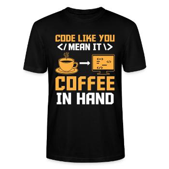 Coffee Coding Programmer Coder Developer Nerd Coff - Stanley/Stella CRAFTER Unisex Organic T-Shirt - black - Front - Alina (178cm) & Michal (187cm)