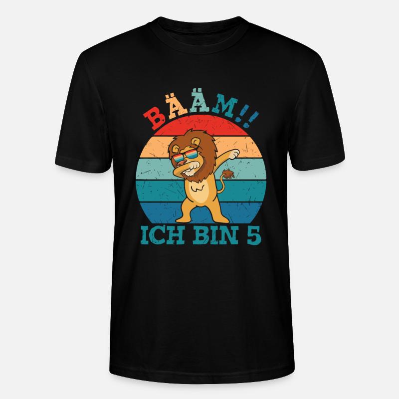 Bääm Ich bin 5 Löwe - Stanley/Stella Unisex Bio-T-Shirt CRAFTER - Schwarz