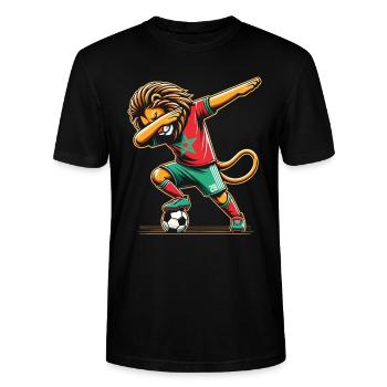Lion Maroc Foot Cadeau Marocain Marocaine Football - T-shirt bio CRAFTER Stanley Stella Unisexe - noir - Devant - Alina (178cm) & Michal (187cm)