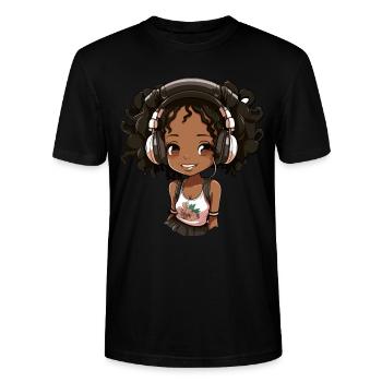 K-Pop Anime African American Kpop Musik - Stanley/Stella Unisex Bio-T-Shirt CRAFTER - Schwarz - Vorne - Alina (178cm) & Michal (187cm)