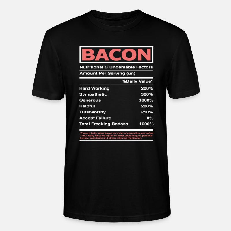 Bacon Bacon Valeur nutritive - T-shirt bio CRAFTER Stanley Stella Unisexe - noir