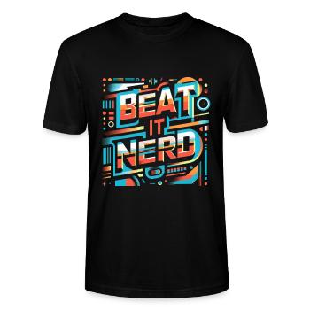 Battez-le Nerd 11 - T-shirt bio CRAFTER Stanley Stella Unisexe - noir - Devant - Alina (178cm) & Michal (187cm)