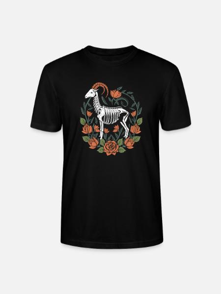 Goat Flower Skeleton Flower Animal - Stanley/Stella CRAFTER Unisex Organic T-Shirt - black