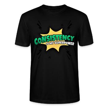 Consistency is my superpower trait - Stanley/Stella CRAFTER Unisex Organic T-Shirt - black - Front - Alina (178cm) & Michal (187cm)