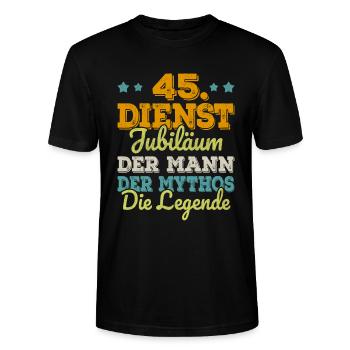 Cadeau d’anniversaire de l’entreprise du 45e anniversaire - T-shirt bio CRAFTER Stanley Stella Unisexe - noir - Devant - Alina (178cm) & Michal (187cm)