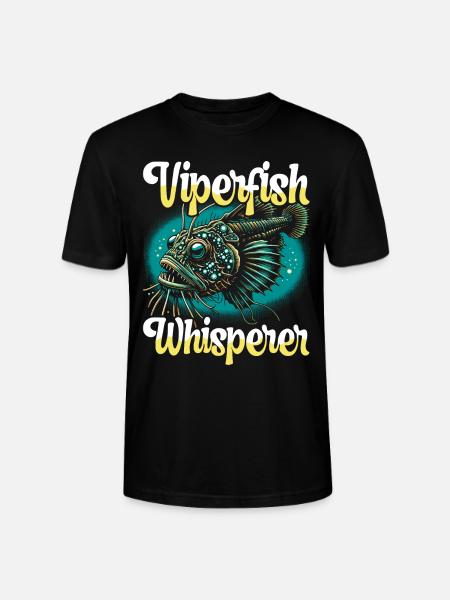 Uhyggelig, dybhav, hugorm, lystfisker, havbiolog - Stanley Stella CRAFTER unisex økologisk-T-shirt - sort