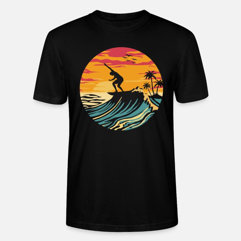 Surfeur Surf - T-shirt bio CRAFTER Stanley Stella Unisexe - noir
