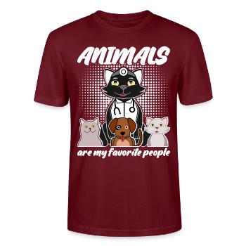Veterinarian Animals Veterinary Medicine - Stanley/Stella CRAFTER Unisex Organic T-Shirt - burgundy - Front - Alina (178cm) & Michal (187cm)