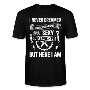 Gravel Bike Bikepacking - Super Sexy Bikepacker - Stanley/Stella Unisex Bio-T-Shirt CRAFTER - Schwarz - Vorne - Alina (178cm) & Michal (187cm)
