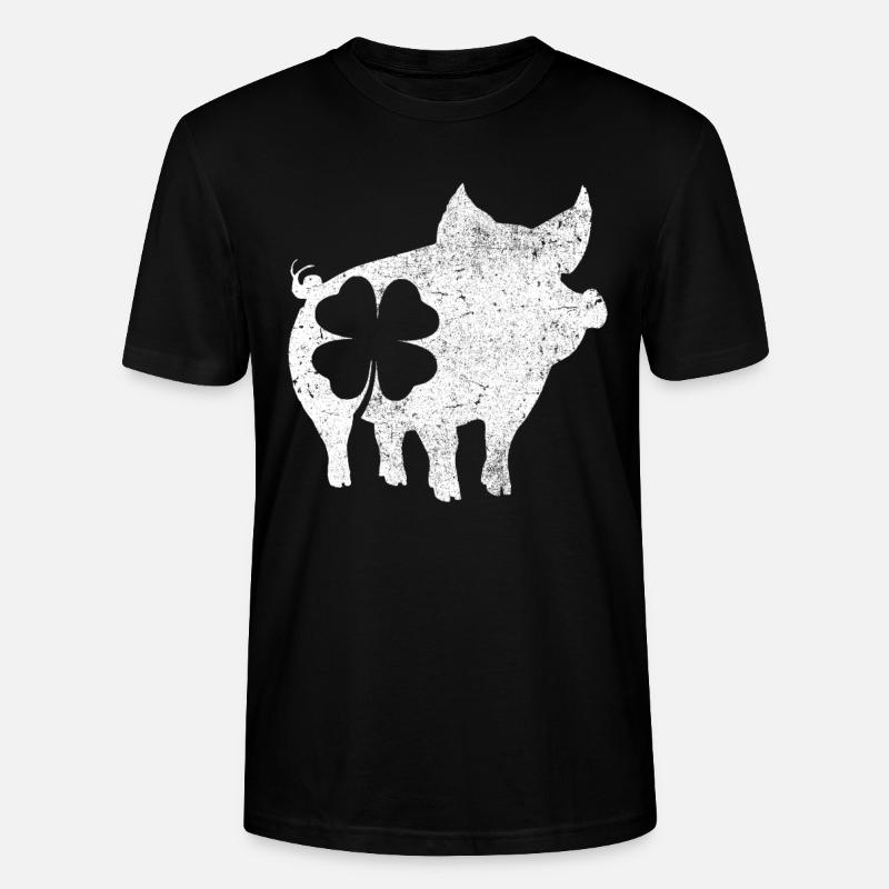 Kleeblatt Schwein - Stanley/Stella Unisex Bio-T-Shirt CRAFTER - Schwarz