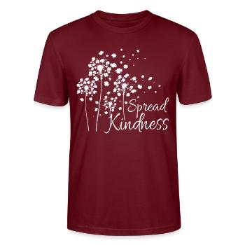 Spread Kindness - Stanley/Stella CRAFTER Unisex Organic T-Shirt - burgundy - Front - Alina (178cm) & Michal (187cm)