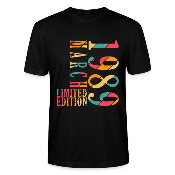 1989 Mars Naissance Anniversaire Année de naissance - T-shirt bio CRAFTER Stanley Stella Unisexe - noir - Devant - Alina (178cm) & Michal (187cm)