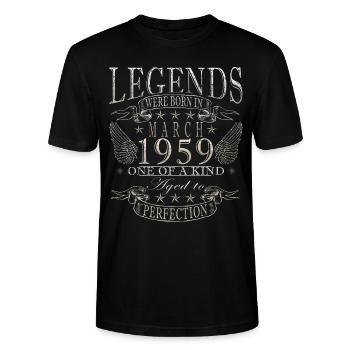 März 1959 Jubiläum 1959 Legenden März - Stanley/Stella Unisex Bio-T-Shirt CRAFTER - Schwarz - Vorne - Alina (178cm) & Michal (187cm)